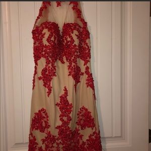 Red and nude homecoming dress